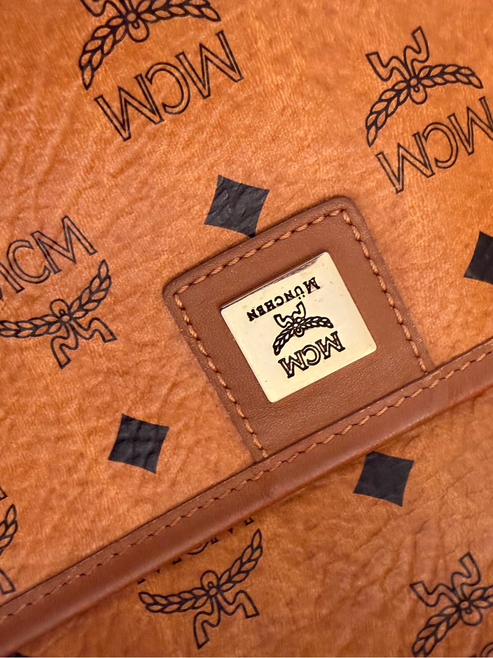 MCM Cognac and Orange Visetos Stripe Tote with Matching Wallet - Picture 10 of 14